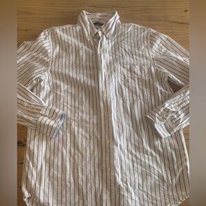 Chaps Striped‎ Button Down Shirt White Blue Men’s Small Preloved